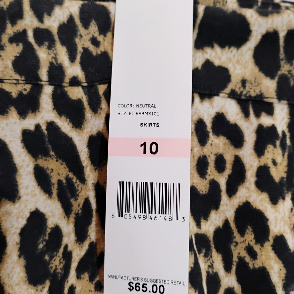 Rafaella Animal Print Pencil Skirt with Bold Red Hem - Picture 5 of 9